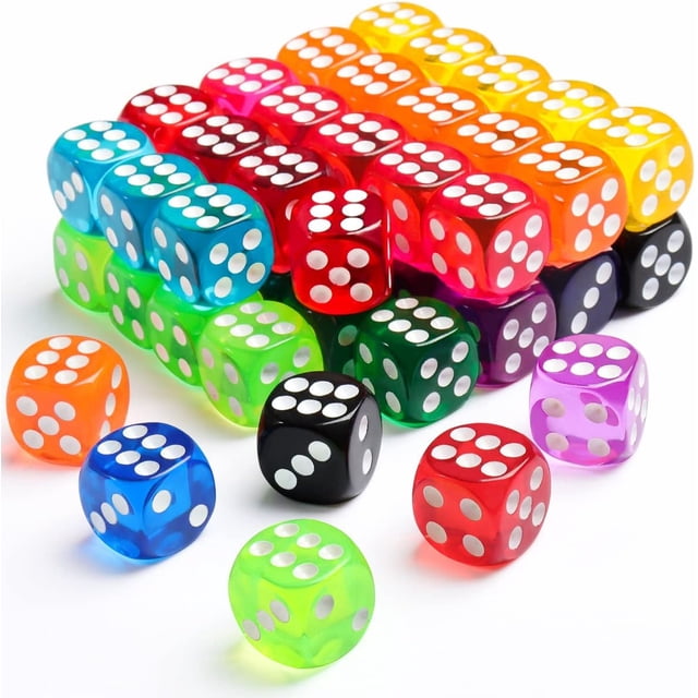 Color Dice Script ZHUYING 100 Pieces Colored Dice, 6 Sided Dice for Board Games, 14mm ...