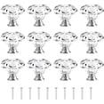 thumbnail image 1 of ZHUYING 12 pack Drawer Knobs Diamond Shaped Crystal Glass 30mm Cabinet Knobs Pull Handles (Silver), 1 of 8