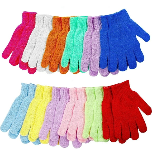 ZHUYING 12pcs Exfoliating Shower Gloves,Double Sided Exfoliating Bath Gloves Deep Clean Dead Skin for Spa Massage Beauty Skin Shower Body Scrubber Bathing Accessories.-12 Multi-Colors