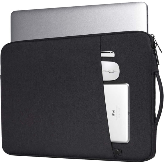 ZHUYING Front Pocket Canvas 13.3'' Laptop Sleeve, Black