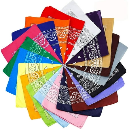 ZHUYING 20 Pcs Bandanas Multi-Purpose Bandanas Paisley Cowboy Polyester Headbands 22x22 inch