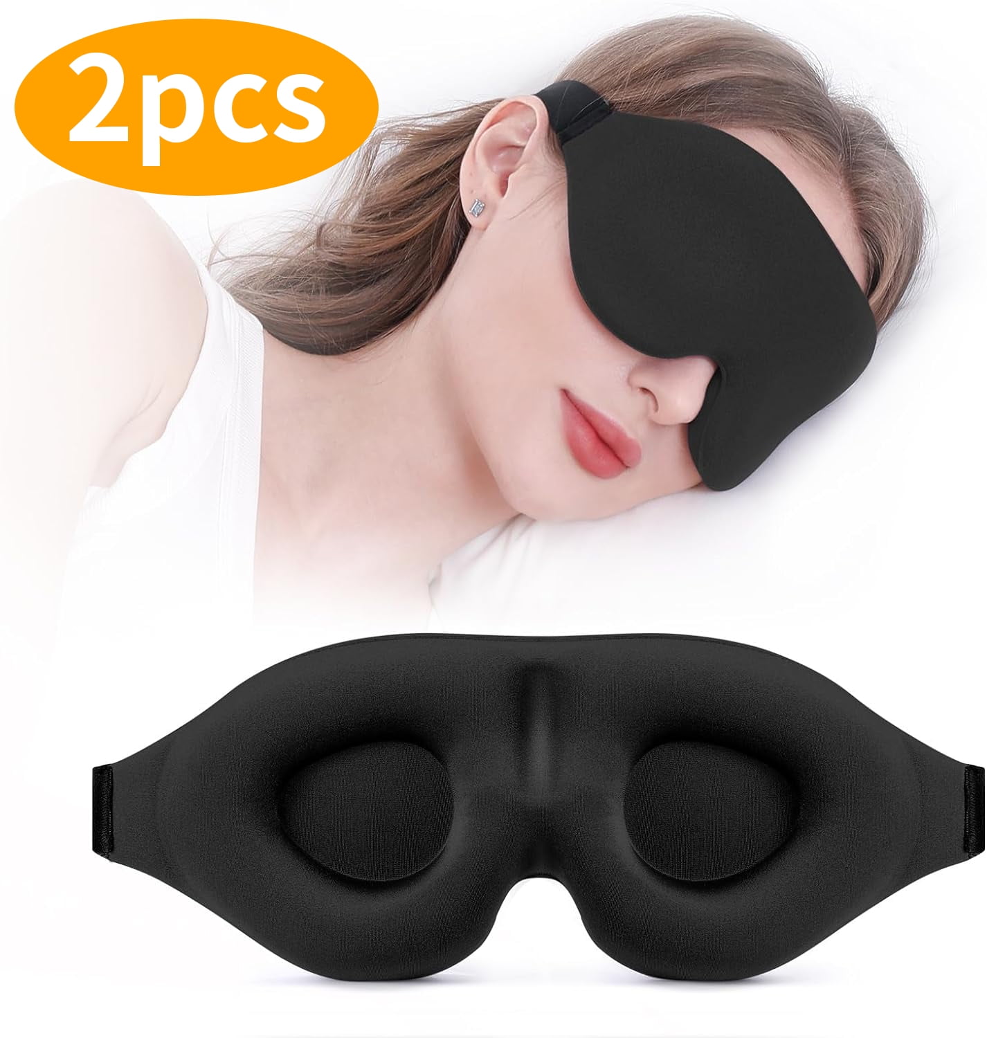 ZHUYING 2 pack Sleep Mask for Side Sleeper, 100% Light Blocking 3D ...