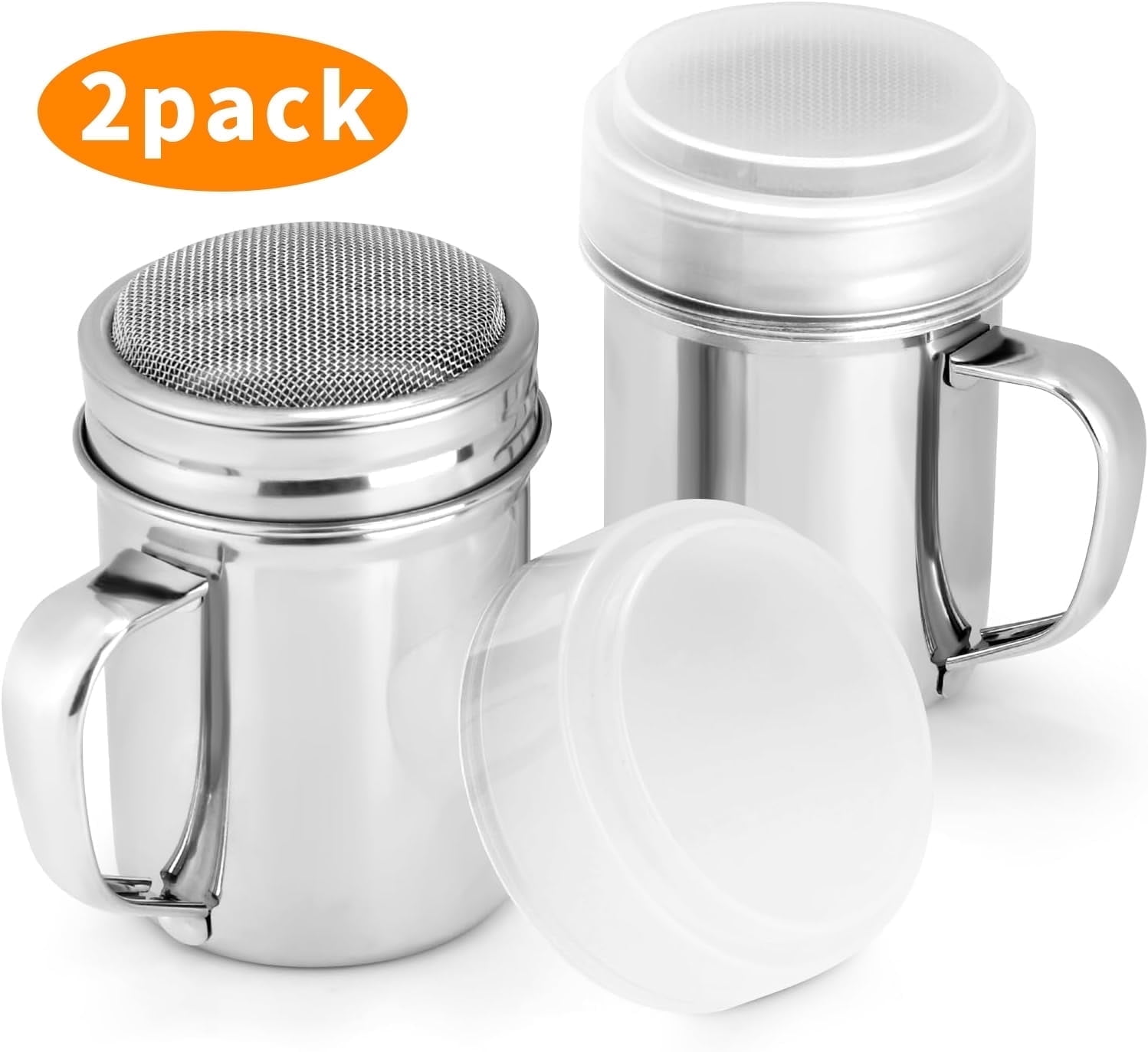 ZHUYING 2 pcs Powdered Sugar Shaker Duster - With Handle - Cinnamon Shaker For Coffee Bar - Fine Mesh Dredge - 16 ounce, pack of 2 | Style: Fine - Walmart.com