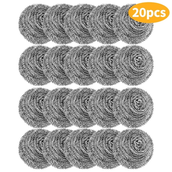 ZHUYING 20Pcs Steel Wool Scrubber Pads for Cleaning Dishes, Pans, Pots, Ovens, Grills, Sinks - Stainless Steel Scrubbers for Kitchen, 20 Pack