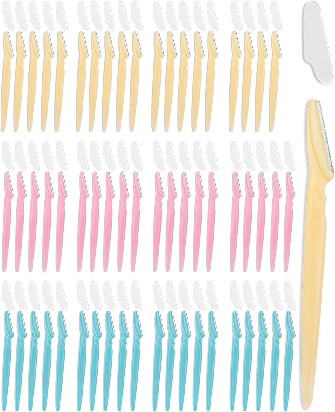 ZHUYING 60 Pcs Eyebrow Razors, Stainless Steel Dermaplaning Shavers ...