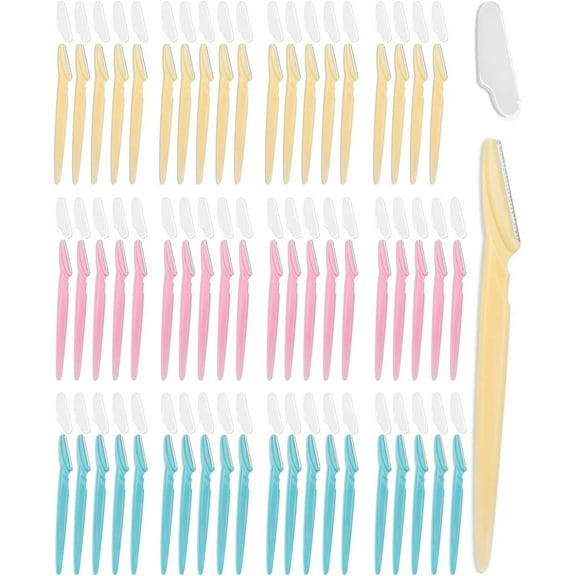 ZHUYING 60 Pcs Eyebrow Razor, Multipurpose Exfoliating Dermaplaning Tool for Face, Facial and Eyebrow Shaper with Precision Cover for Women Men, Easy to Use