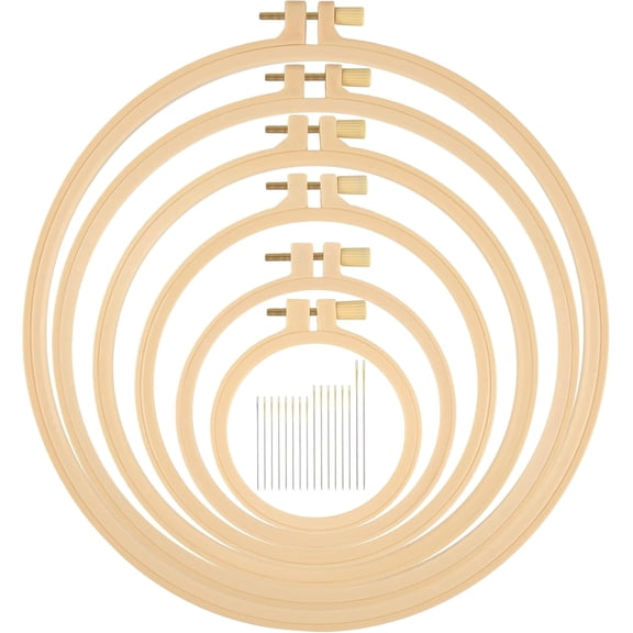 ZHUYING 7 Pcs Embroidery Hoop 6 Size, Round Plastic Cross Stitch Hoop with 16 Needles (2.7In to 10.8 in), Small Embroidery Hoop, Cross Stitch Hoops and Frames, Suitable for Embroidery, Craft Sewing
