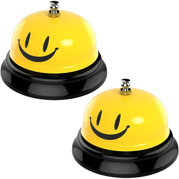 ZHUYING Call Bell, Service Bell Dinner Desk Bell for The Porter Kitchen Restaurant Bar Hotel Schools (2 Pack, Yellow)