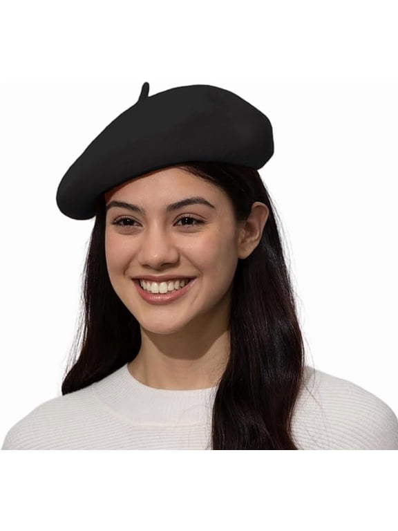 Classic Wool Beret Hats for Women Man Painter hat French Beret for Man Woman Warm Winte.(BALCK)