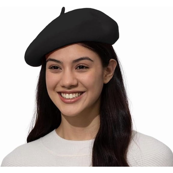 ZHUYING Classic Wool Beret Hats for Women Man Painter hat French Beret for Man Woman Warm Winte.(BALCK)