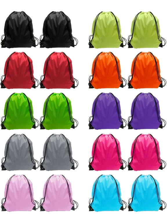 Drawstring Backpack Cinch Bag Drawstring Bags Bulk Draw String Sport Nylon Bag 10 Color (10 Color, 20PCS)