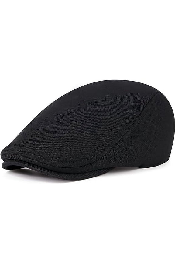 Flat Ivy Gatsby Newsboy Driving Elastic Male Hat, Cotton, Black
