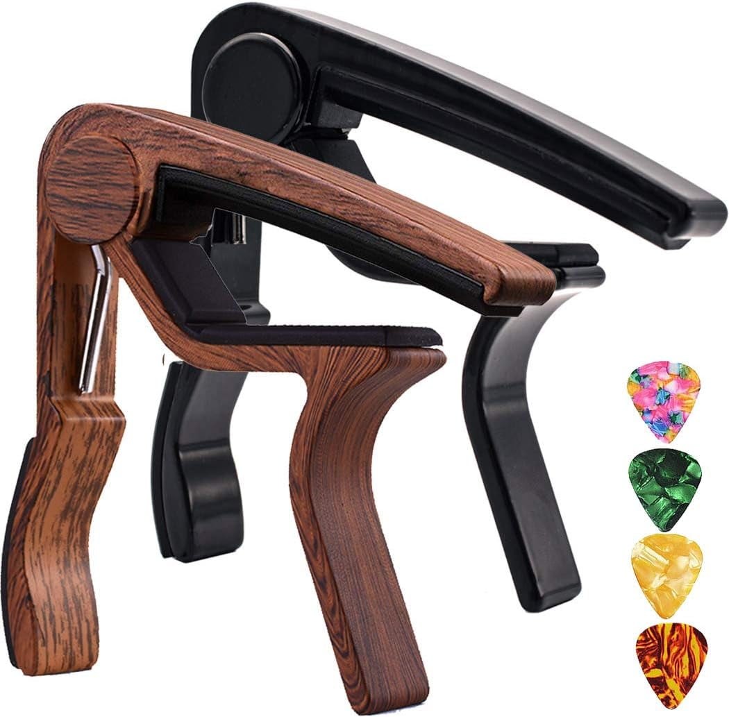 ZHUYING Guitar Capo,2 Pack Capo Black and Rosewood Capo Guitar Clamp Guitar Kapo for Acoustic and Electric Guitar