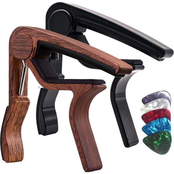 ZHUYING Capo Guitar Clamp Black and Rosewood for Acoustic and Electric Guitar 2 Pack