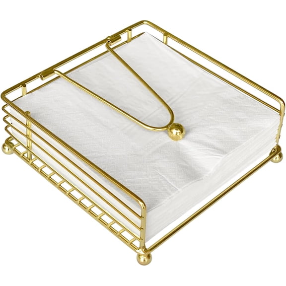 ZHUYING Napkin Holder for Table, Flat Napkin Holder with Weighted Arm, Square Paper Napkin Holders, Elegant Rustic Iron Metal, Modern Napkin Holder for Kitchen, Restaurant, Farmhouse, Dinner, Outdoor