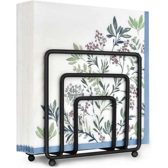 ZHUYING Table Napkin Holder Modern Black Metal Napkin Dispenser for Kitchen Dining Tables, Countertops, Indoor and Outdoor Use