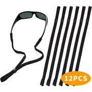 ZHUYING Pack of 12 Black Glasses Strap, Sports Sunglasses & Eyeglasses Holder Straps for Men Women, String Holder, Neck Lanyard Cord, Adjustable Rope Eyewear Keeper Strap