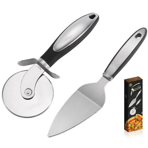 ZHUYING Premium Pizza Cutter - Stainless Steel Pizza Cutter Wheel - Easy to Cut and Clean - Super Sharp Pizza Slicer - Dishwasher Safe - Handles Large and Small Pizza - (Black)