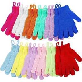 ZHUYING Exfoliating Shower Gloves 24 Pcs - 12 Colors Body Scrub Gloves with Hanging Loop for Spa Massage Skin Exfoliation Bath Body Scrubber