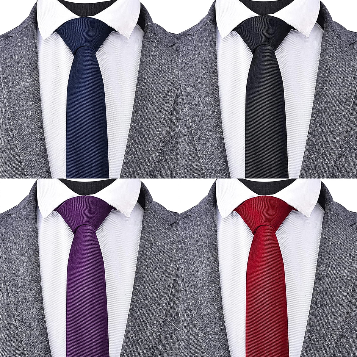 Guuniee Men's 100% Silk Necktie – Solid Color, Woven Plain Tie For Wedding, Business & Formal Wear, 6-8cm Width - View #2