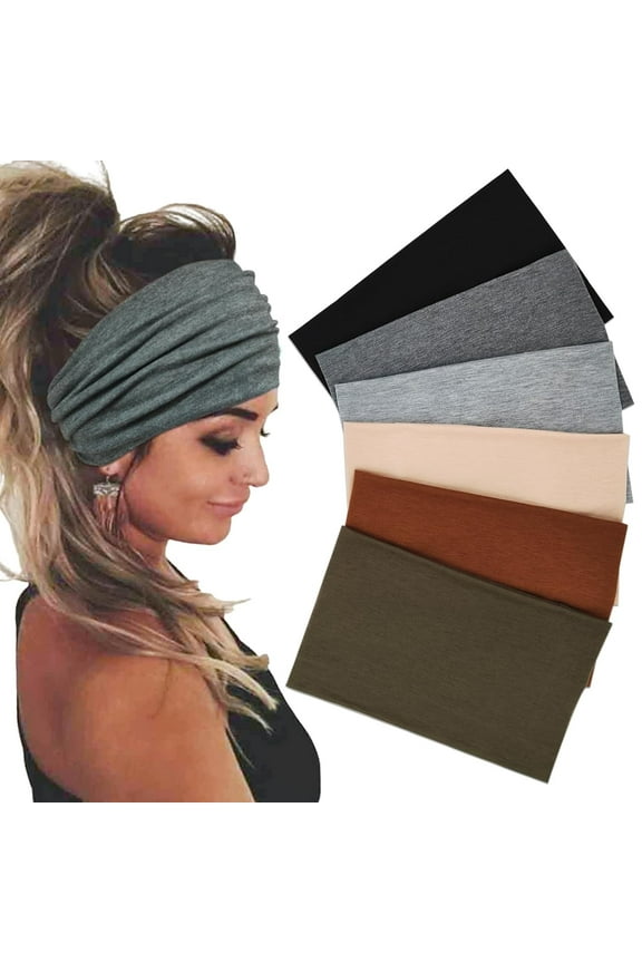 Wide Headbands For Women Stretch Headband Boho Head Bands Women's Hair Band Turban Workout Hairband Accessories 6 Pack