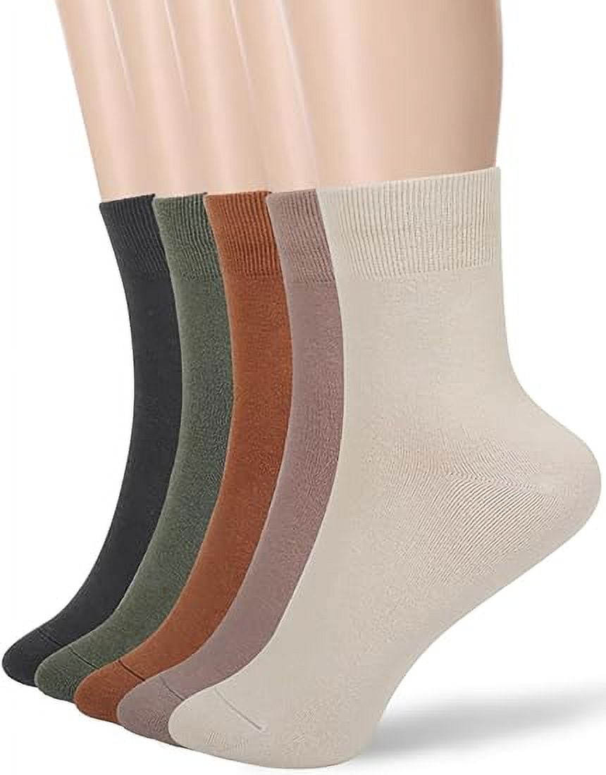 ZHUYING Women Thin Cotton Socks, Soft Cotton Bootie Socks Women Above Ankle Crew Socks 5 Pairs
