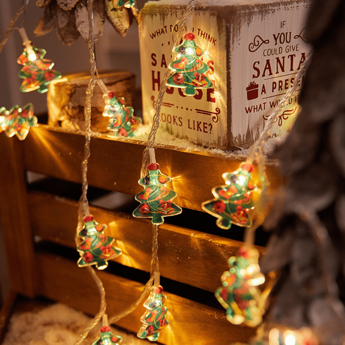 ZHUYZ 19.6FT Painted Christmas Tree LED String Lights with Twinkling ...