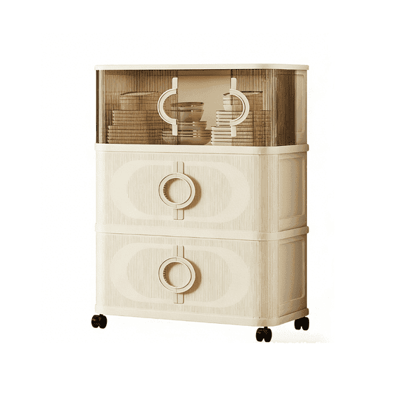 SpaceMuse 70Qt Stackable Storage Bins, 3 Tiers Foldable Storage Boxes with Half Visible, Plastic Cabinet with Wheels & Lids for Clothes, Snack, Toys
