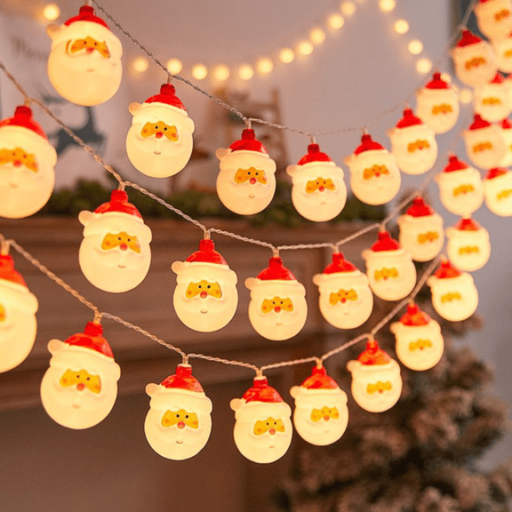 ZHUYZ 9.8FT Santa Claus LED String Lights with Twinkling Lights, Indoor and Outdoor Christmas Decorative Lights for Party, Garden, Festival, Battery Power Patio Lights and Waterproof