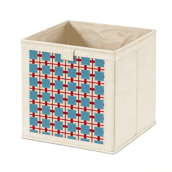 ZHUYZ Foldable Clothing Storage Bag, 13" Organizer Bins for Clothes, Socks, Toys, Stationery & Sundries, Steel Frame Storage Basket for Kitchen, Dormitory, Home Use Large-Capacity Box, Plaid Pattern