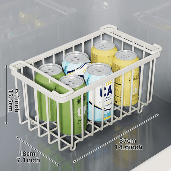 ZHUYZ Freezer Organizer Bins With Side Handle, Stackable Deep Refrigerator Organizer Bins for Upright Freezer, Wire Storage Baskets with Handles for Easy Access to Bottom Food, White