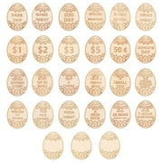 ZHXXCUM Kids Easter Egg Fillers- Wooden Easter Reward Tokens, Easter Prizes Stuffers Coins, Family Night Tokens, 24 Redeemable Tokens+3 Blank DIY Tokens, Unique Family Easter Egg Hunt Activities- Coin
