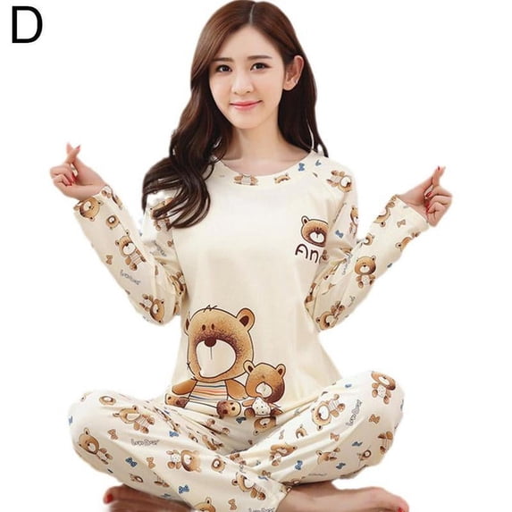 ZHXXCUM Ladies Womens Pyjamas Set Long Sleeve Top Nightwear Pajamas