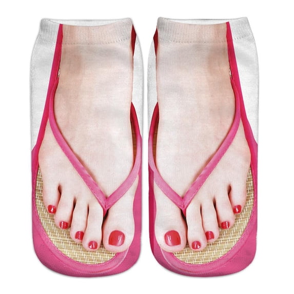 ZHXXCUM rujjftsy Cute Foot Printed 3D Socks for Women 3D Pattern Flip Flop Socks Funny Flip Flop Socks Casual Personalized Socks with Feet Printed Creative Socks Gift for Women Girls