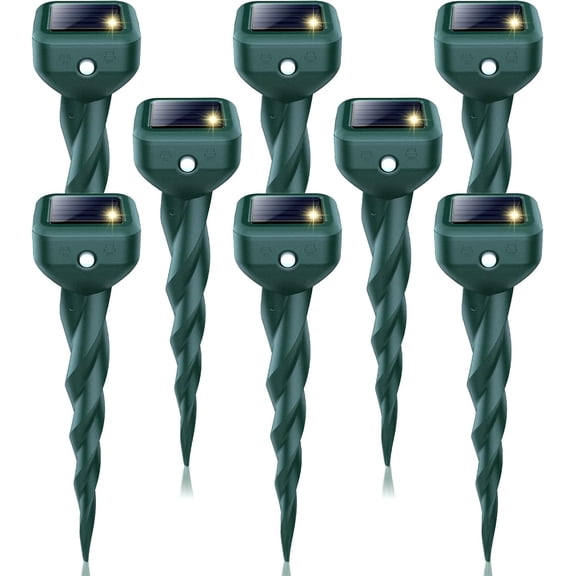 ZHY Solar Mole Repellent Outdoor, 8 Pack Ultrasonic Animal Repellent Stakes, Solar Powered Vibration Pest Deterrent with IP65 Waterproof Design for Yard Garden Lawn, Repels Moles, Snakes