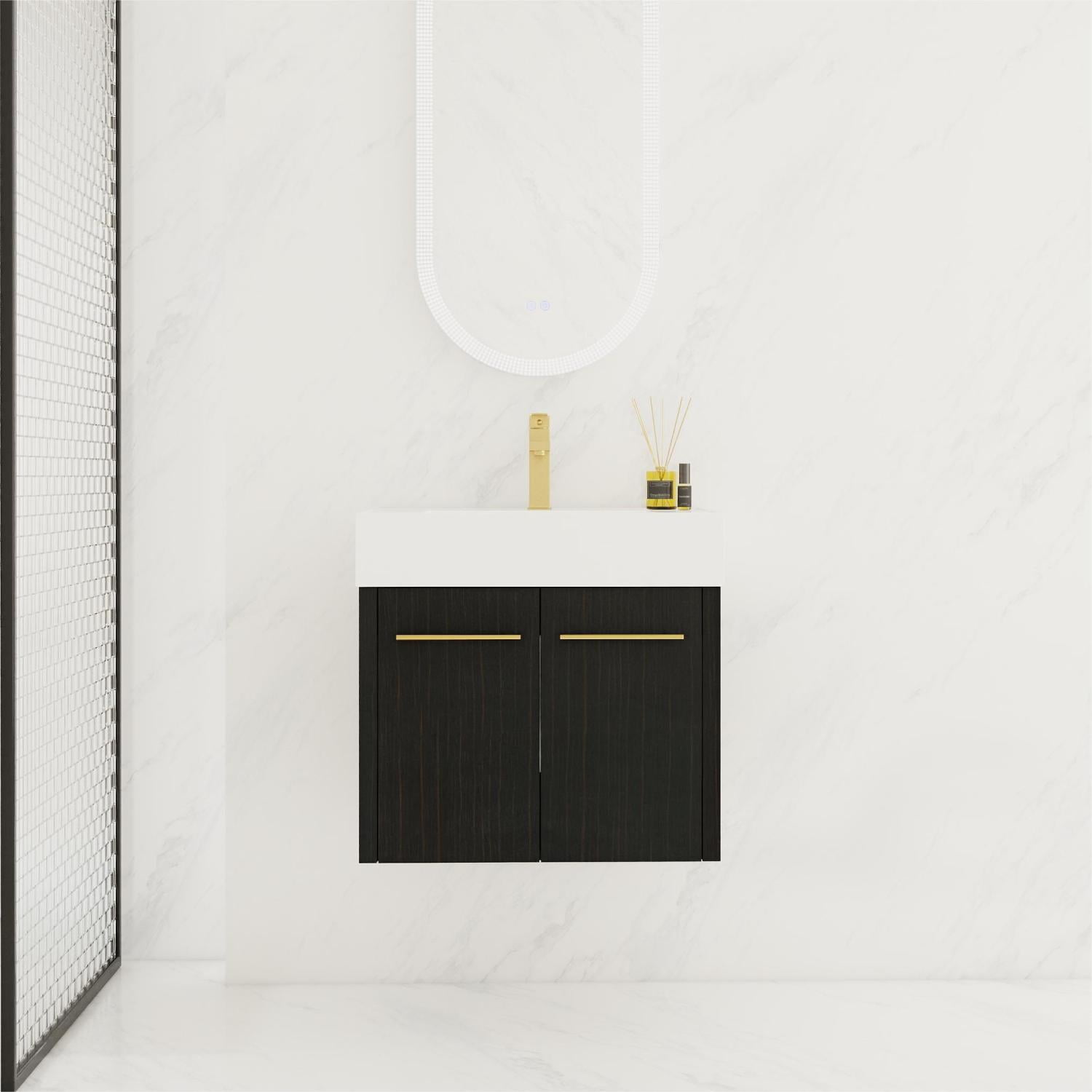 ZHYNGTNG 24 Inch WallMounted Bathroom Vanity with Sink Thick Edged