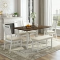 ZHYNGTNG TOPMAX Farmhouse 6Piece Wood Dining Table Set with 4