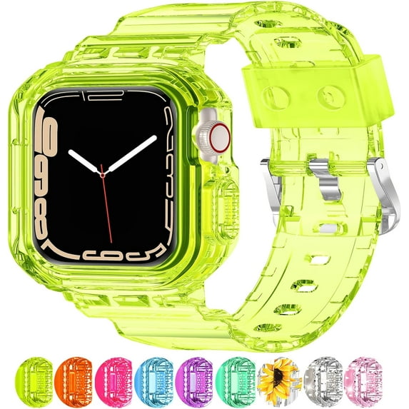 ZHYW Compatible for Crystal Clear Apple Watch Bands, 45mm 44mm 42mm 41mm 40mm 38mm Bumper Case for Men Women Jelly Sport Case Band for iWatch Ultra 2/1 Series 9 8 7 SE/6 5 4 3 2 1