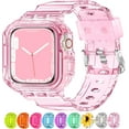 thumbnail image 1 of ZHYW Compatible for Crystal Clear Apple Watch Bands, 45mm 44mm 42mm 41mm 40mm 38mm Bumper Case for Men Women Jelly Sport Case Band for iWatch Ultra 2/1 Series 9 8 7 SE/6 5 4 3 2 1, 1 of 12