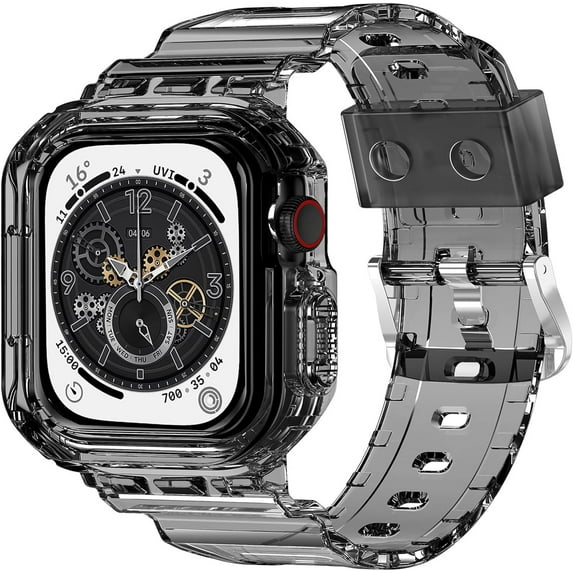 ZHYW Compatible for Crystal Clear Apple Watch Bands, 45mm 44mm 42mm 41mm 40mm 38mm Bumper Case for Men Women Jelly Sport Case Band for iWatch Ultra 2/1 Series 9 8 7 SE/6 5 4 3 2 1