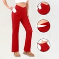 thumbnail image 1 of ZHYou Women Fleece Lined Yoga Pants,Microflare,High Waist,Stretchy,Warm Casual Athletic Trousers,Tummy Control,Comfort Lounge Pants,Red,Size XL, 1 of 7