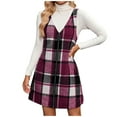 thumbnail image 1 of ZHYou Women Plaid Pinafore Dresses, Zip Front, V Neck, Sleeveless, Wool Blend, Overall Jumpers with Turtleneck Underlayer Stylish Casual Fall Winter Outfit,Purple,2XL, 1 of 9