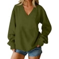 thumbnail image 1 of ZHYou No Boundaries Women's Oversized Sweatshirts,Long Sleeve Casual Pullover Tops,V-Neck,Soft Comfortable Loose Fit Tunic Basic Tees,Army Green,Size XL, 1 of 6