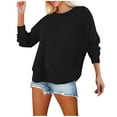 thumbnail image 1 of ZHYou Women's Plus Basic Round Neck Oversized Sweatshirts,Long Sleeve Casual Pullover Top,Soft Comfortable Loose Fit Tunic Shirts,Black,Size S, 1 of 7
