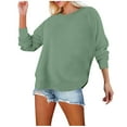 thumbnail image 1 of ZHYou Women's Plus Basic Round Neck Oversized Sweatshirts,Long Sleeve Casual Pullover Top,Soft Comfortable Loose Fit Tunic Shirts,Green,Size M, 1 of 7