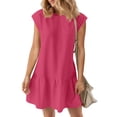 thumbnail image 1 of ZHYou Womens Dresses Casual Short Sleeve, Tiered, Mini Dress, Soft Breathable Lightweight, Comfortable SummerDress, with Pocket,Hot Pink,S, 1 of 6