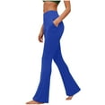 thumbnail image 1 of ZHYou Womens High Waist Flare Yoga Pants with Pockets,Wide Leg,Stretchy,Athletic Casual Tummy Control Moisture Wicking Trousers,Blue,Size M, 1 of 6