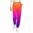 thumbnail image 1 of ZHYou Womens Pull On Jogger Pants,Color Block Gradient Trousers,Loose Fit Elastic Drawstring Waist Sweatpants with Pockets,Yellow,Size 2XL, 1 of 6