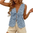 thumbnail image 1 of ZHYou No Boundrie Womens Floral Eyelet Embroidery Tank Tops Tie Front Deep V Neck Sleeveless Boho Kimono Beach Cover Up Cardigan for Women Blue Size L, 1 of 8