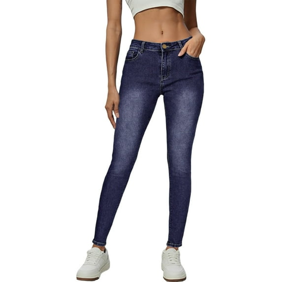 ZHYou Jeans for Women Slim Fit Washed High Waisted Skinny Jeans Jeggings Denim Pants ,Dark Blue,Size 2XL